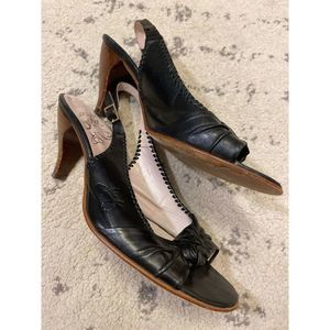John Fluevog Heels Pump Leather Slingback Open Toe